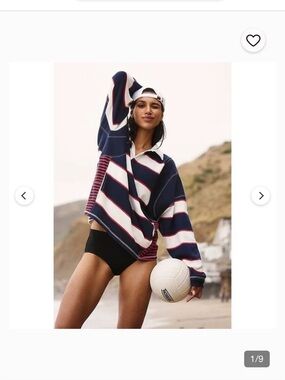 FP Movement by Free People Navy, White & Red Striped Rugby Pullover